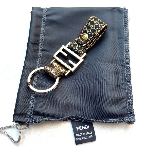 Auth Fendi Gold Metallic Micro Zucchino key charm - Picture 11 of 14